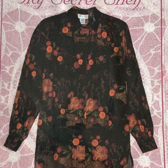 My Secret Shelf Pattern Big Shirt XS-3X Uncut Asian Inspired Patchwork Mature - Picture 1 of 6